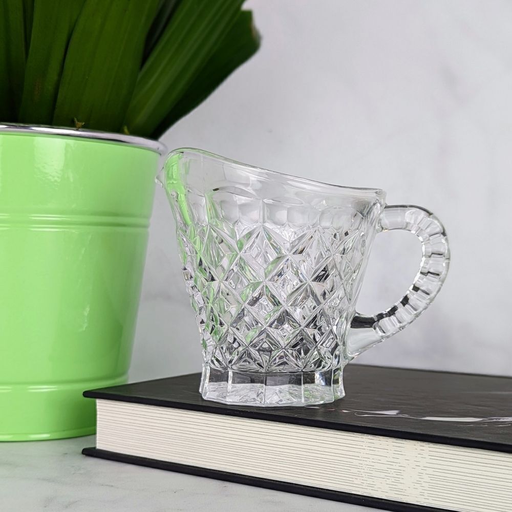 Vintage Ashford Galway Diamond Cut Base Crystal Creamer Blown Glass Ireland